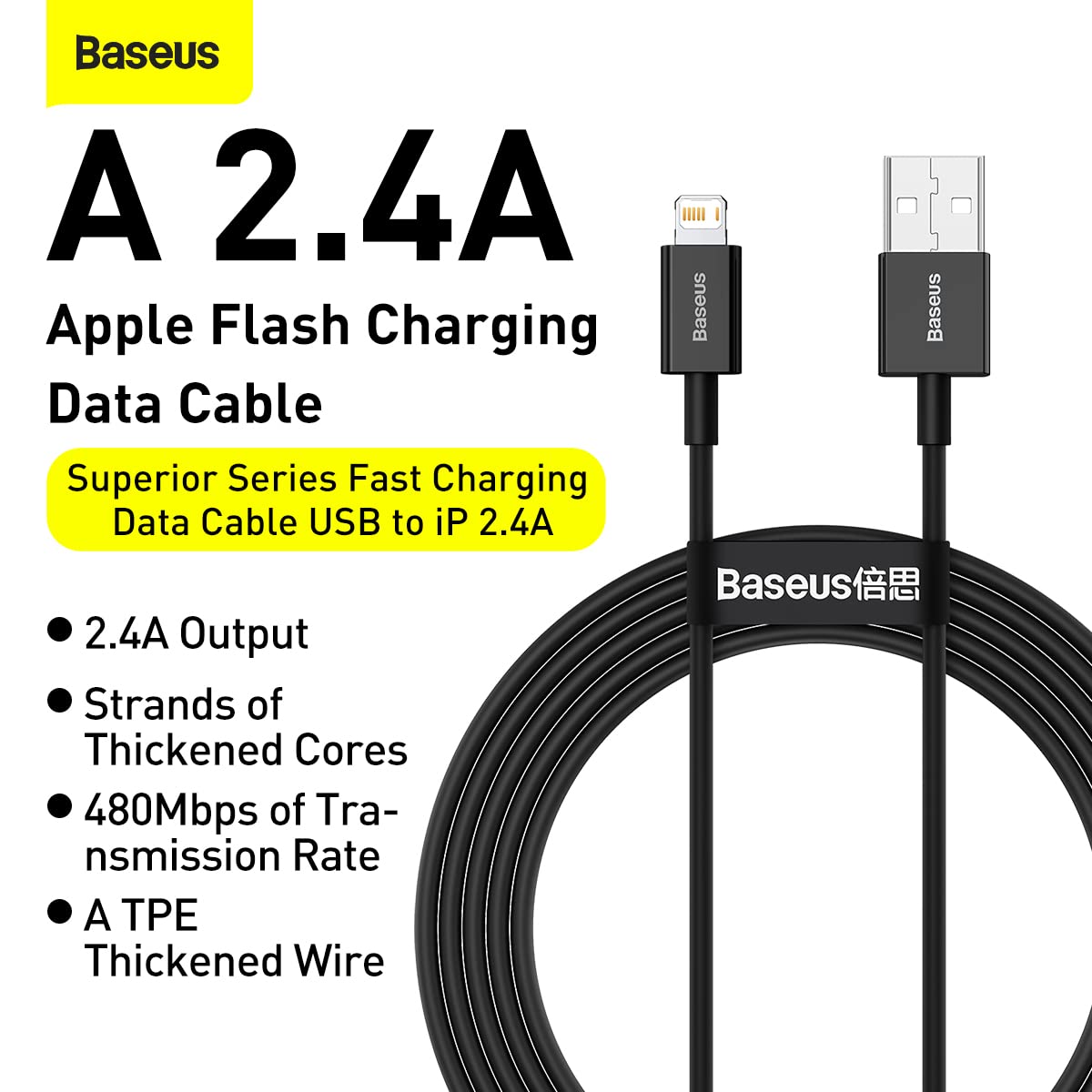 BASEUS USB TO MICRO 2A DATA CABLE 1M BLACK thumbnail 3