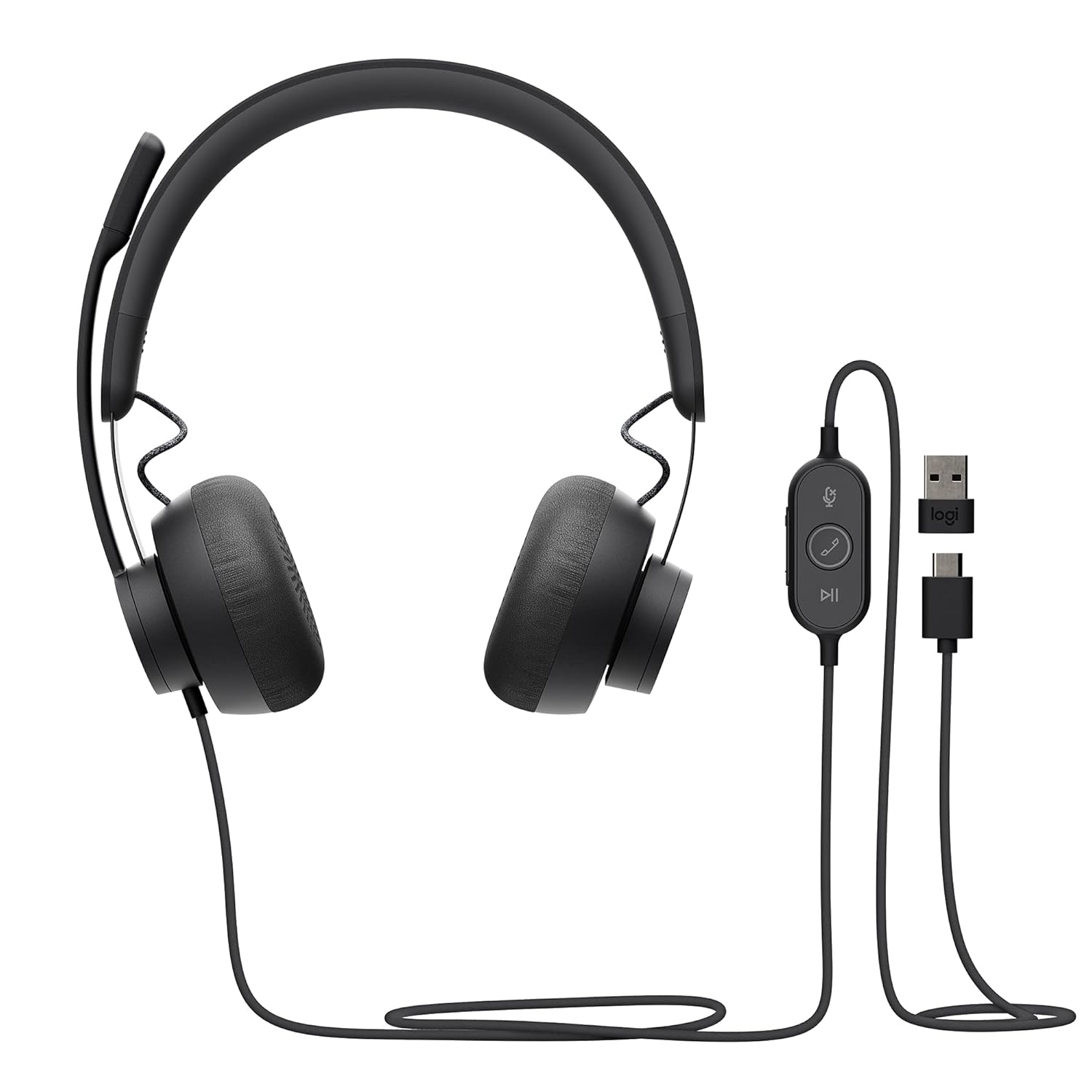 LOGITECH ZONE WIRED USB C HEADSET WITH USB A ADAPTER 981-000870 thumbnail 2