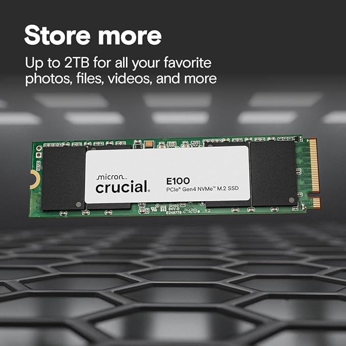 CRUCIAL E100 1TB PCIE GEN4 2280 NVME M.2 SSD CT1000E100SSD8 thumbnail 3