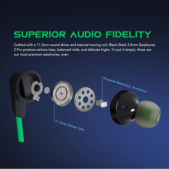 BLACK SHARK 3.5MM EARPHONE PRO GREEN BE10 thumbnail 3
