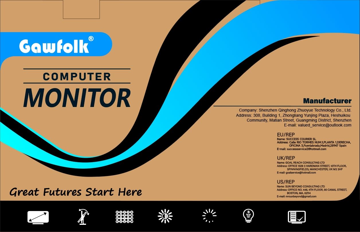 GAWFOLK 34 INCH 2K 120HZ 2560*1440 FLAT VA PANEL MONITOR BLACK/WHITE GF340H thumbnail 10