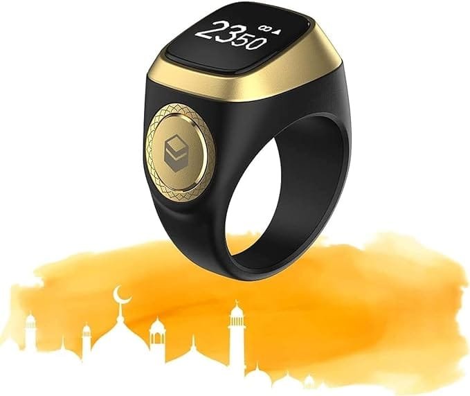 ZIKR RING i QIBLA TASBIH RING BLACK E0122BK (22mm)