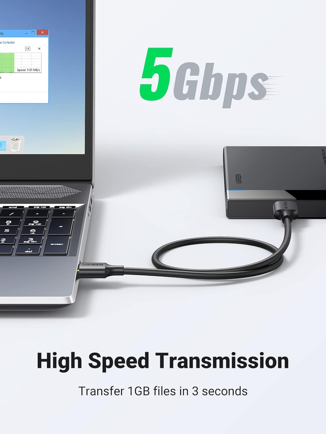 UGREEN USB 3.0 A MALE TO MICRO USB 3.0 MALE CABLE BLACK 2MM 10843 thumbnail 2