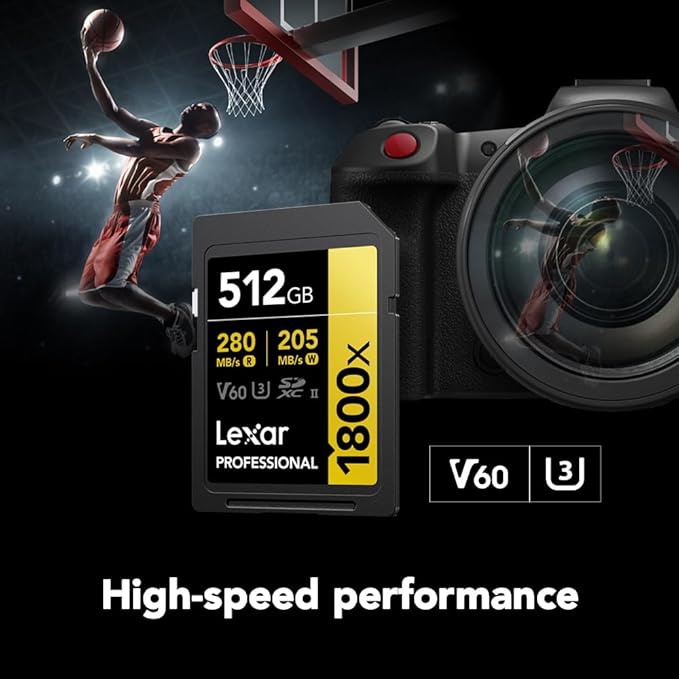 LEXAR PROFESSIONAL 1800X SDXC™ UHS-II CARDS UP TO 280MB/S READ 205MB/S WRITE U3 V60 4K - 512GB LSD1800512G-BNNNG thumbnail 5