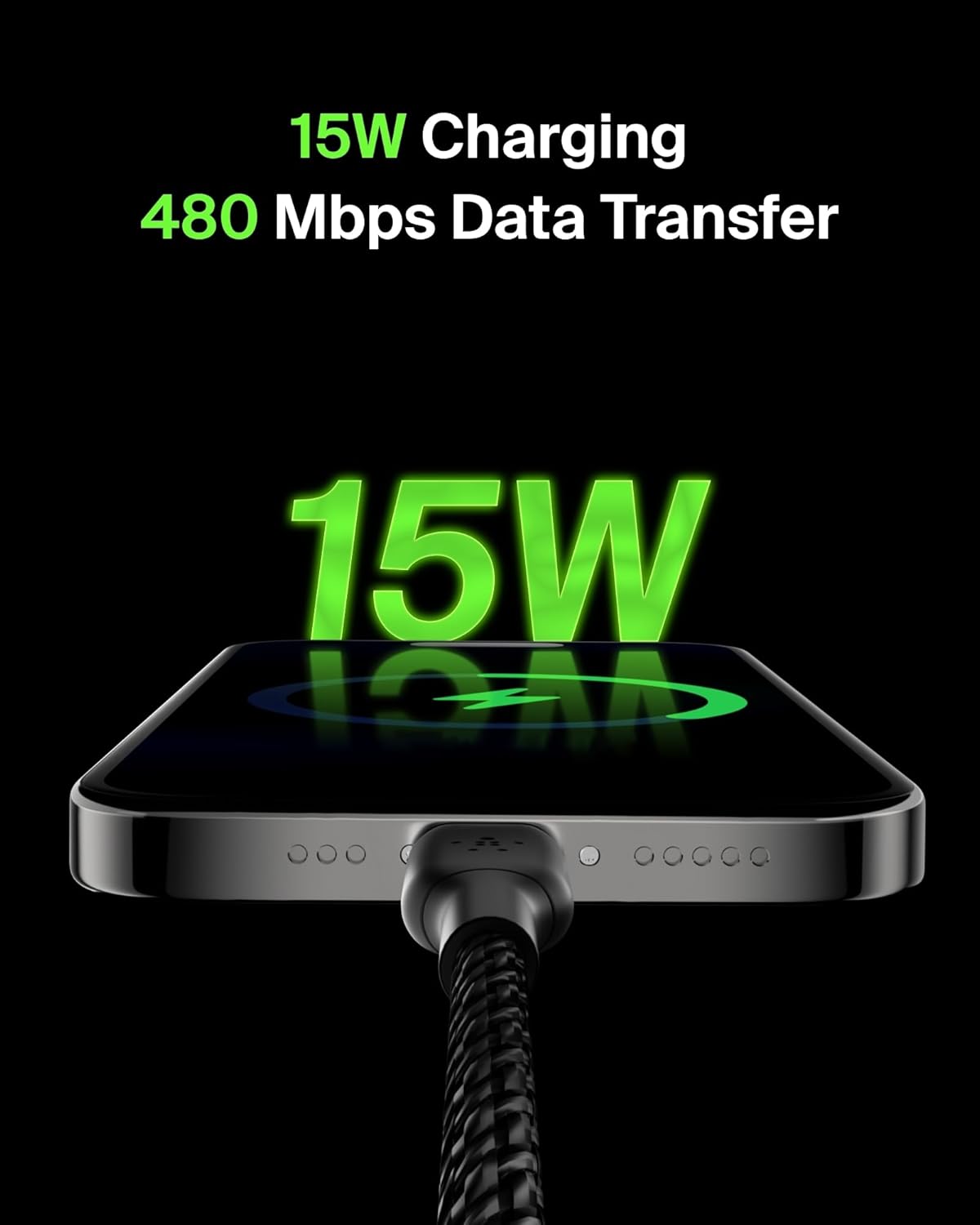 BELKIN BOOST CHARGE USB-C TO USB-A CABLE 15CM BLACK CAB002BT0MBK thumbnail 2