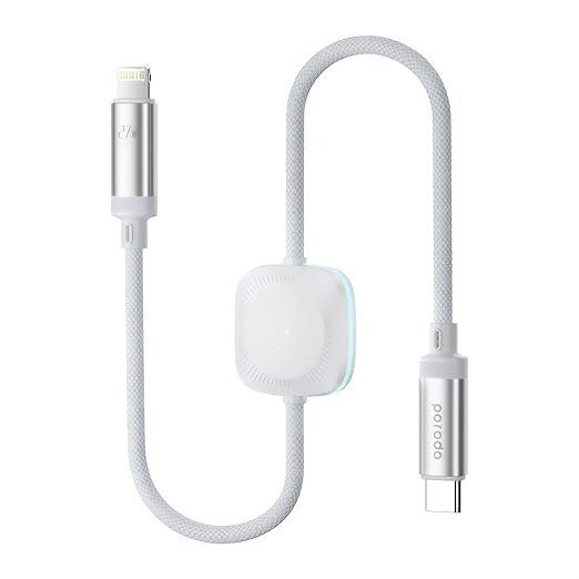 PORODO USB C LIGHTNING + WATCH CHARGE AND DATA CABLE PD 27W 1.2 M WHITE PD-2N1CLWC-WH