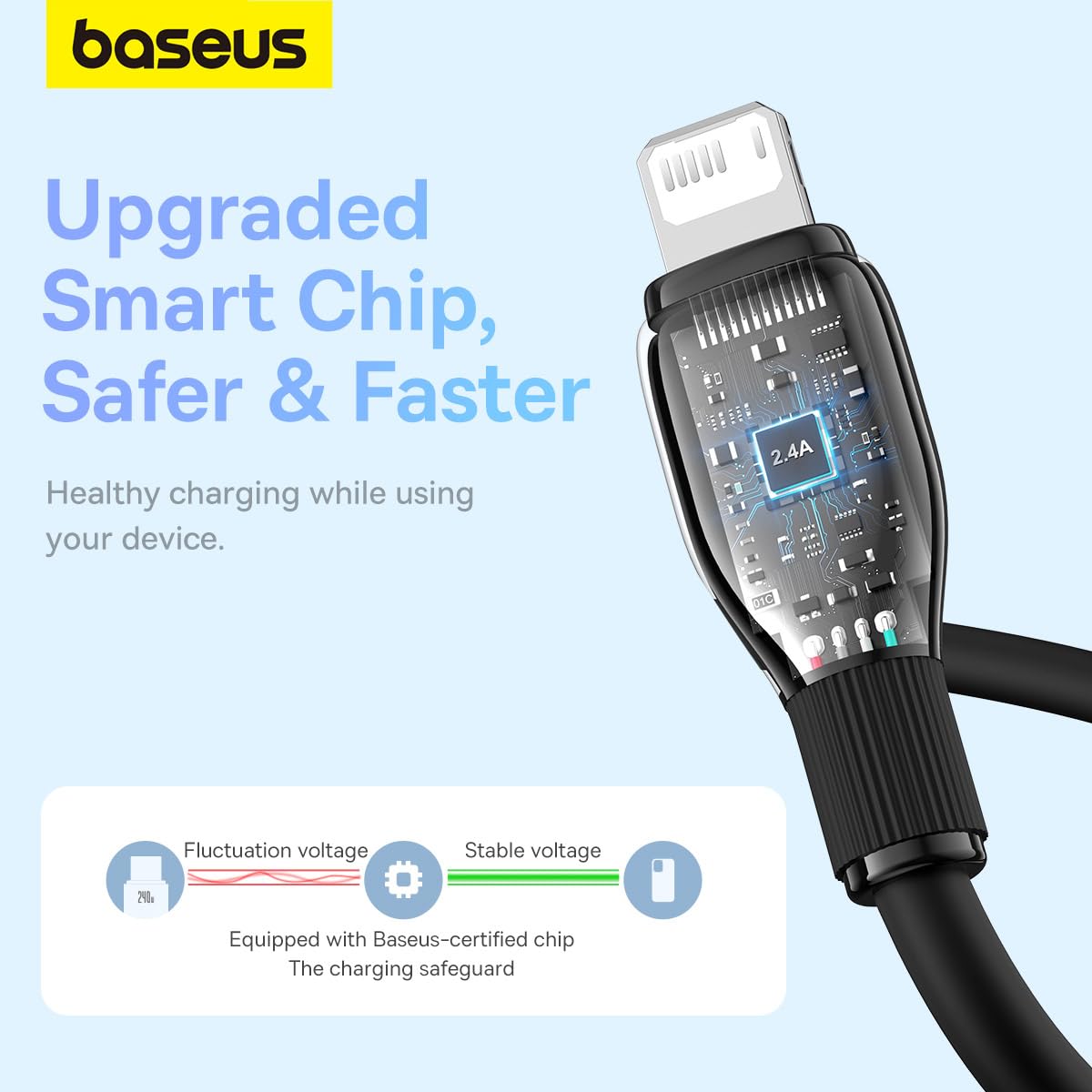 BASEUS PUDDING SERIES USB TO LIGHTNING 2.4A 2M CABLE BLACK thumbnail 8