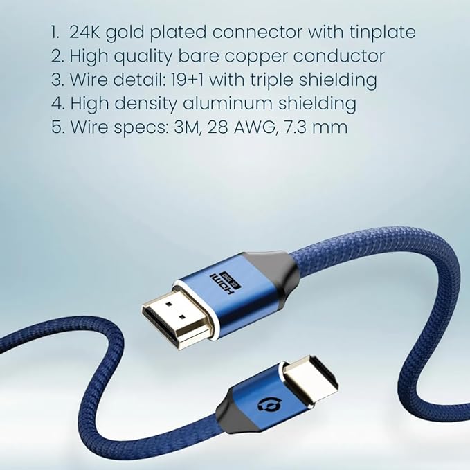 POWEROLOGY 8K HDMI CABLE 3M GREY PWHDC3M -GY thumbnail 5