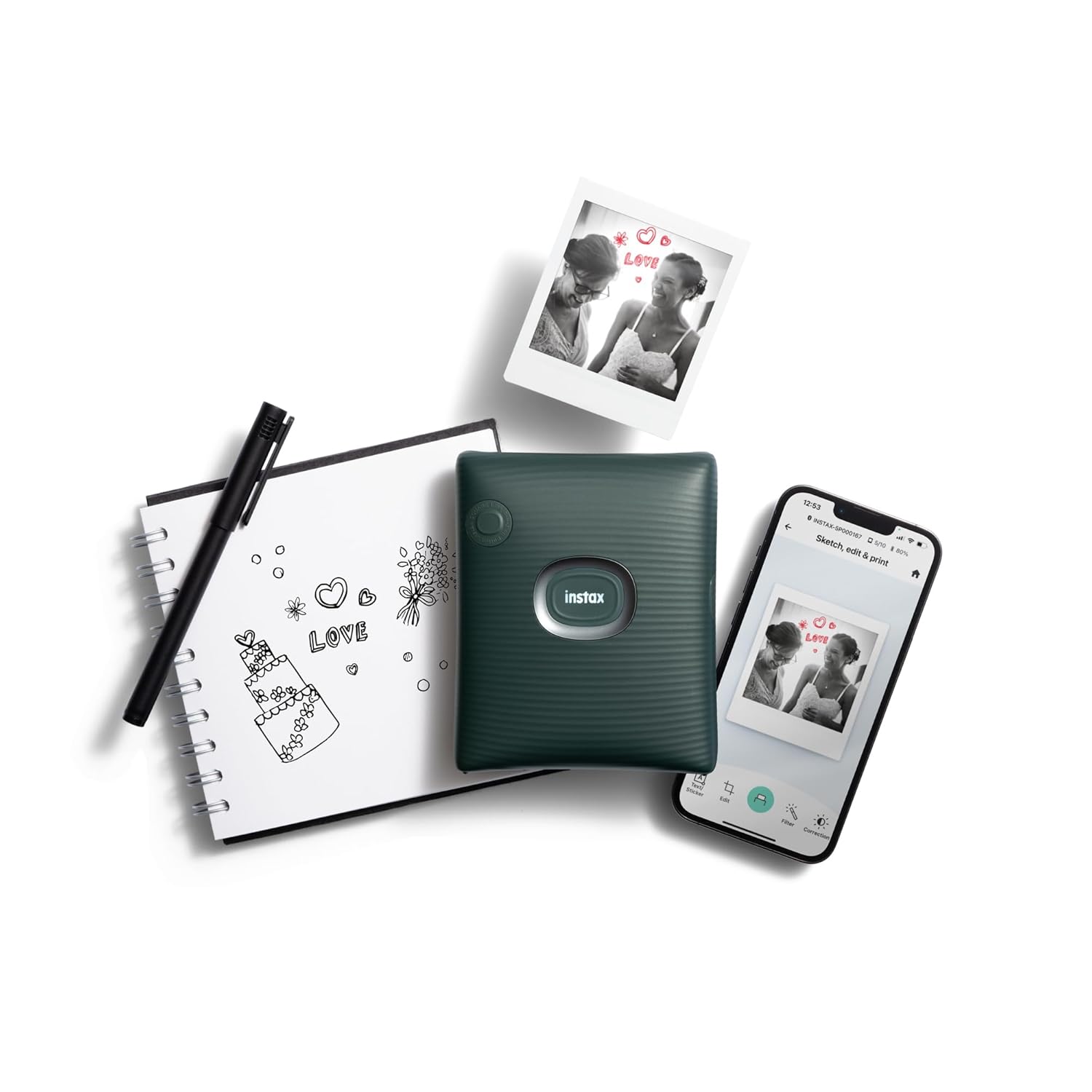 FUJIFILM INSTAX SQUARE LINK SMARTPHONE PRINTER MIDNIGHT GREEN thumbnail 3