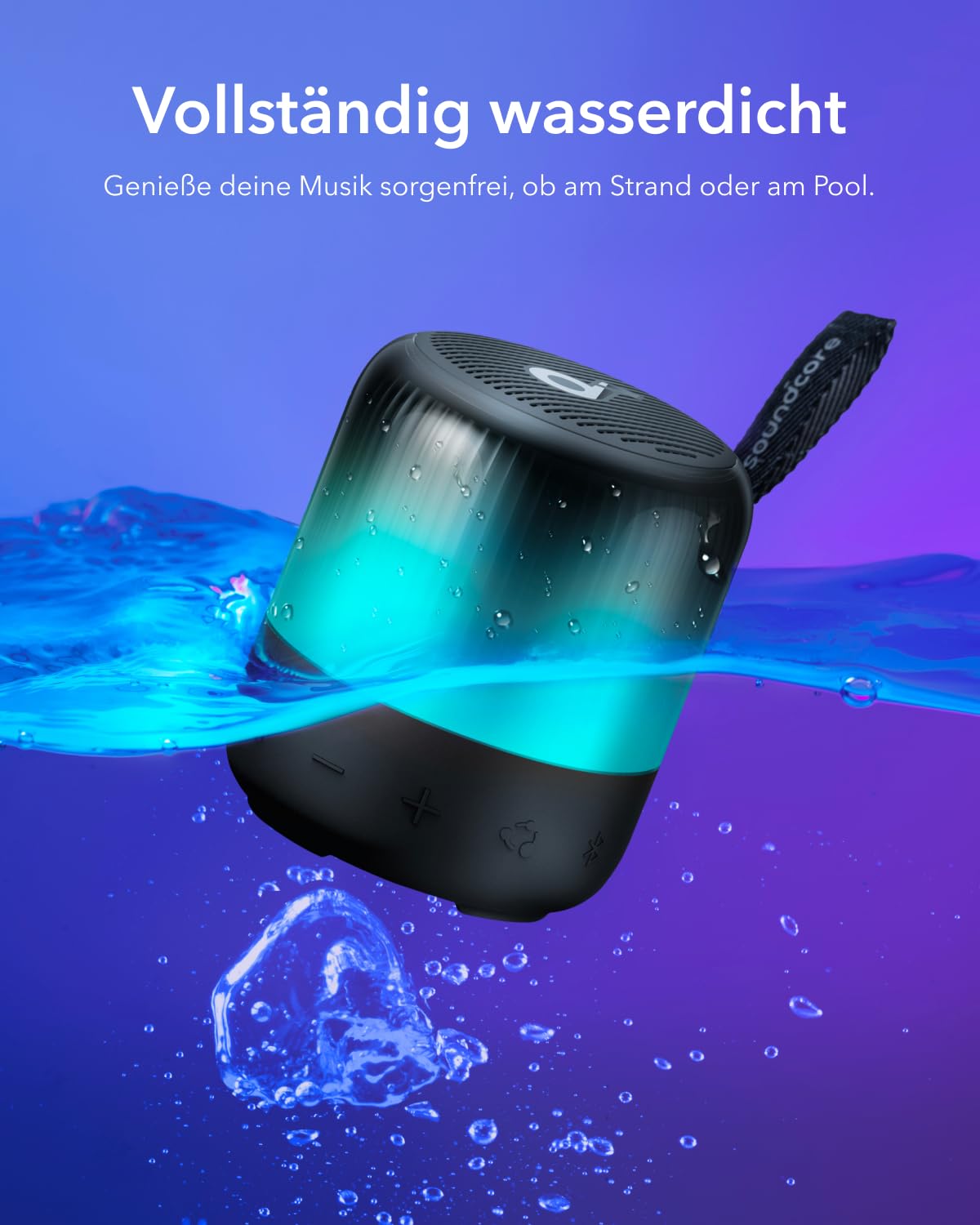 ANKER SOUNDCORE GLOW MINI PORTABLE SPEAKER BLACK A3136011 thumbnail 5