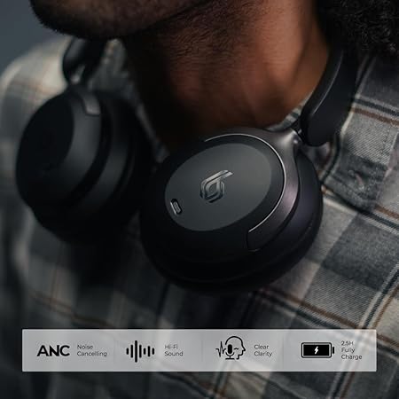 BLUPEBBLE OVER EAR FOLDABLE DIGITAL HYBRID NOISE CANCELLING HEADPHONES C90 BLUE BP-PAC90ANC-BL thumbnail 2