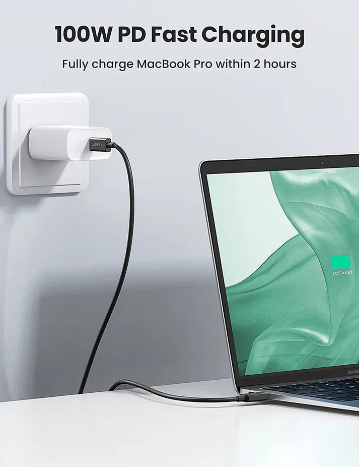 UGREEN USB-C TO USB-C THUNDERBOLT 4 CABLE 0.8M BLACK 30389 thumbnail 2