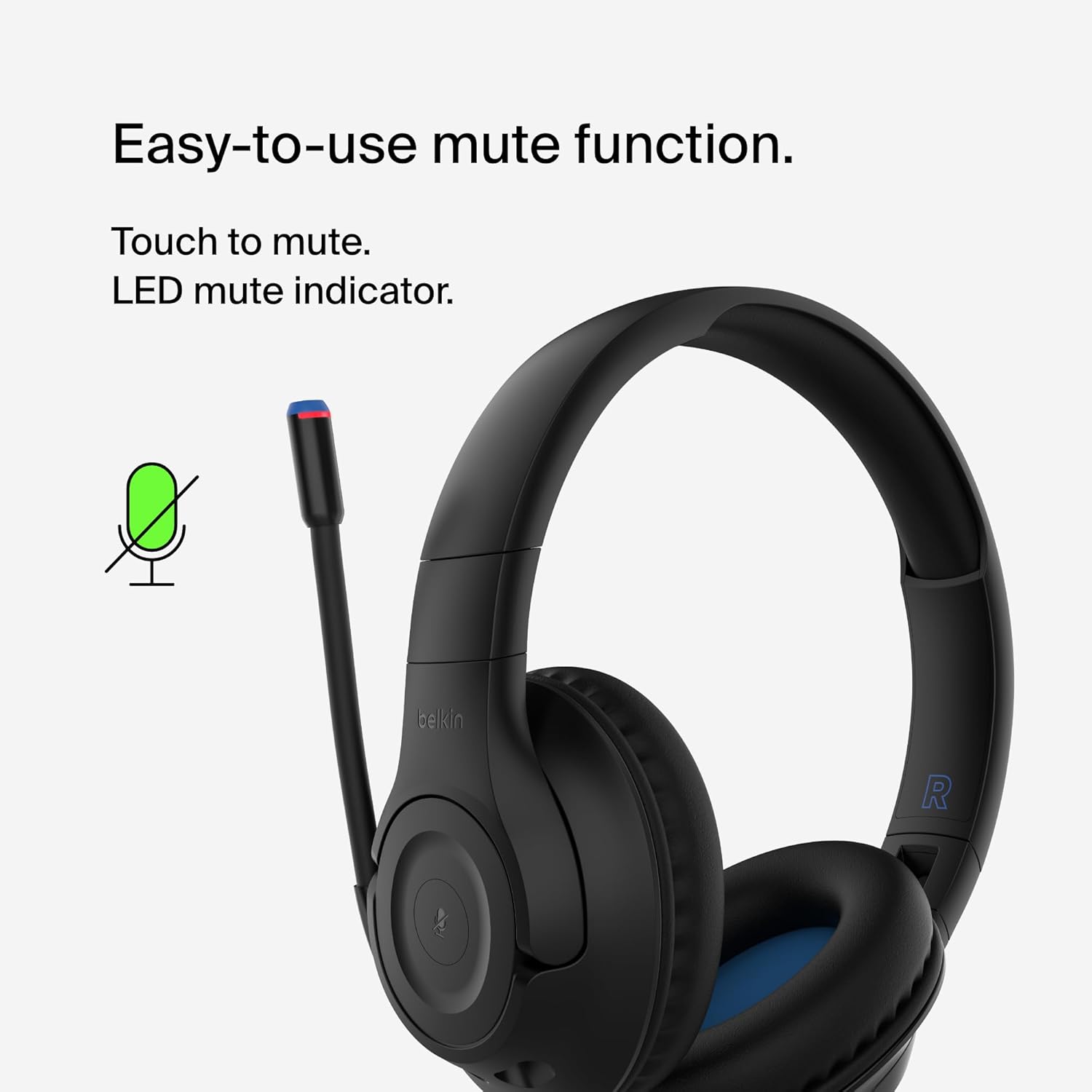 BELKIN SOUNDFORM INSPIRE WIRELESS OVER EAR HEADSET FOR KIDS BLACK AUD006BTBLK thumbnail 4