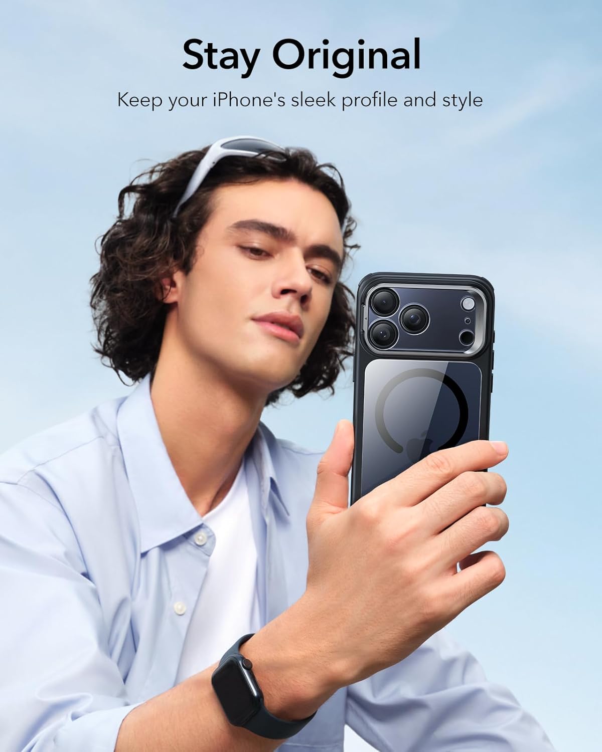 ESR CLASSIC HYBRID MAGNETIC CASE CAM CONTROL STASH STAND COMPATIBLE WITH IPHONE 17 PRO CLEAR BLACK thumbnail 10