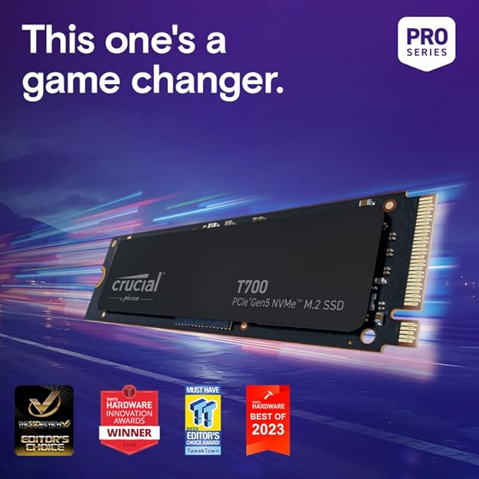 CRUCIAL T700 PRO 1TB PCIE GEN5 NVME M.2 INTERNAL SSD CT1000T700SSD3 thumbnail 5