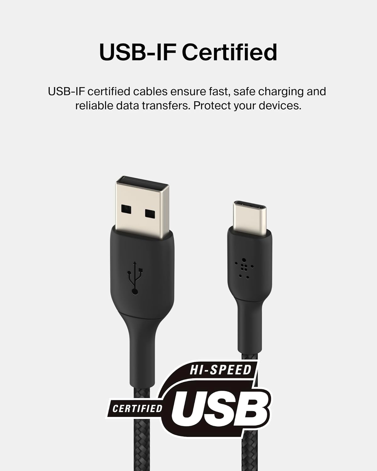 BELKIN BOOST CHARGE USB-C TO USB-A CABLE 15CM BLACK CAB002BT0MBK thumbnail 3