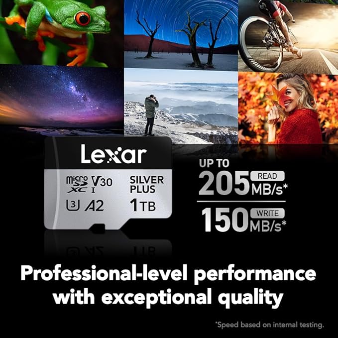 LEXAR PROFESSIONAL SILVER PLUS MICROSDXC UHS-I CARDS 205MB/S-1TB LMSSIPL001T-BNANG thumbnail 3