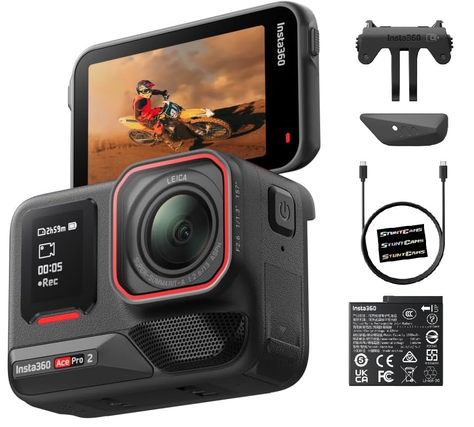 INSTA 360 ACE PRO 2 8K AI-POWERED ACTION CAMERA WITH SINGLE BATTERY BLACK CINSBBGA thumbnail 2