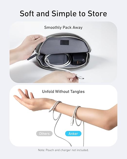 ANKER USB C TO USB C 240W UPCYCLED BRAIDED 3FT CABLE WHITE A82E2H21 thumbnail 4