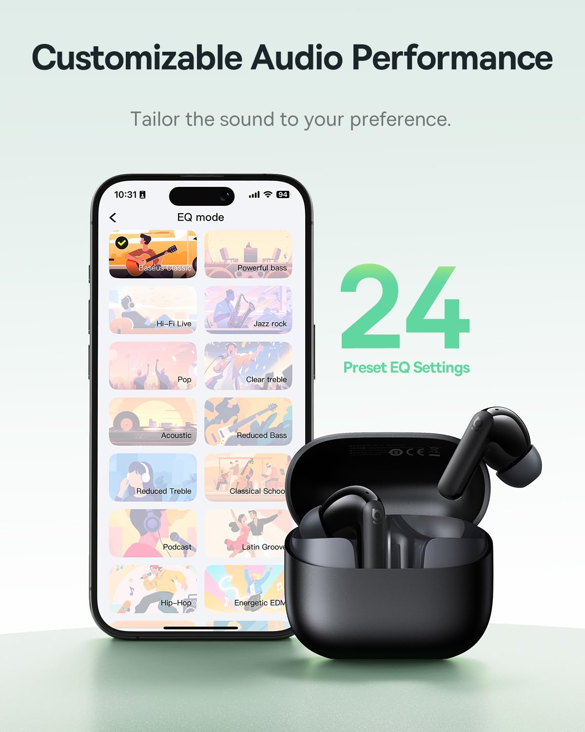 BASEUS BASS BPI NC IN EAR TRUE WIRELESS EARBUDS COSMIC BLACK A0010705BK thumbnail 9