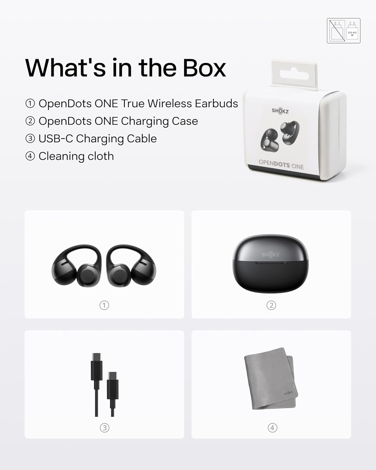 AFTER SHOKZ OPEN DOTS ONE TRUE WIRELESS EARBUDS BLACK E310-ST-BK thumbnail 9
