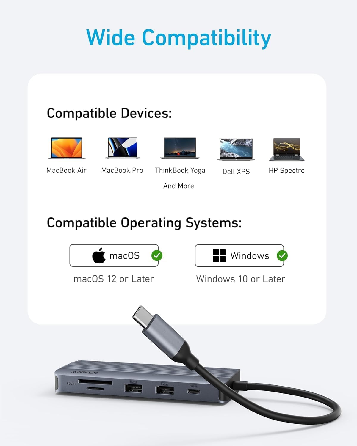 ANKER USB C HUB 10 IN 1 DUAL DISPLAY A83C2HA1 thumbnail 6