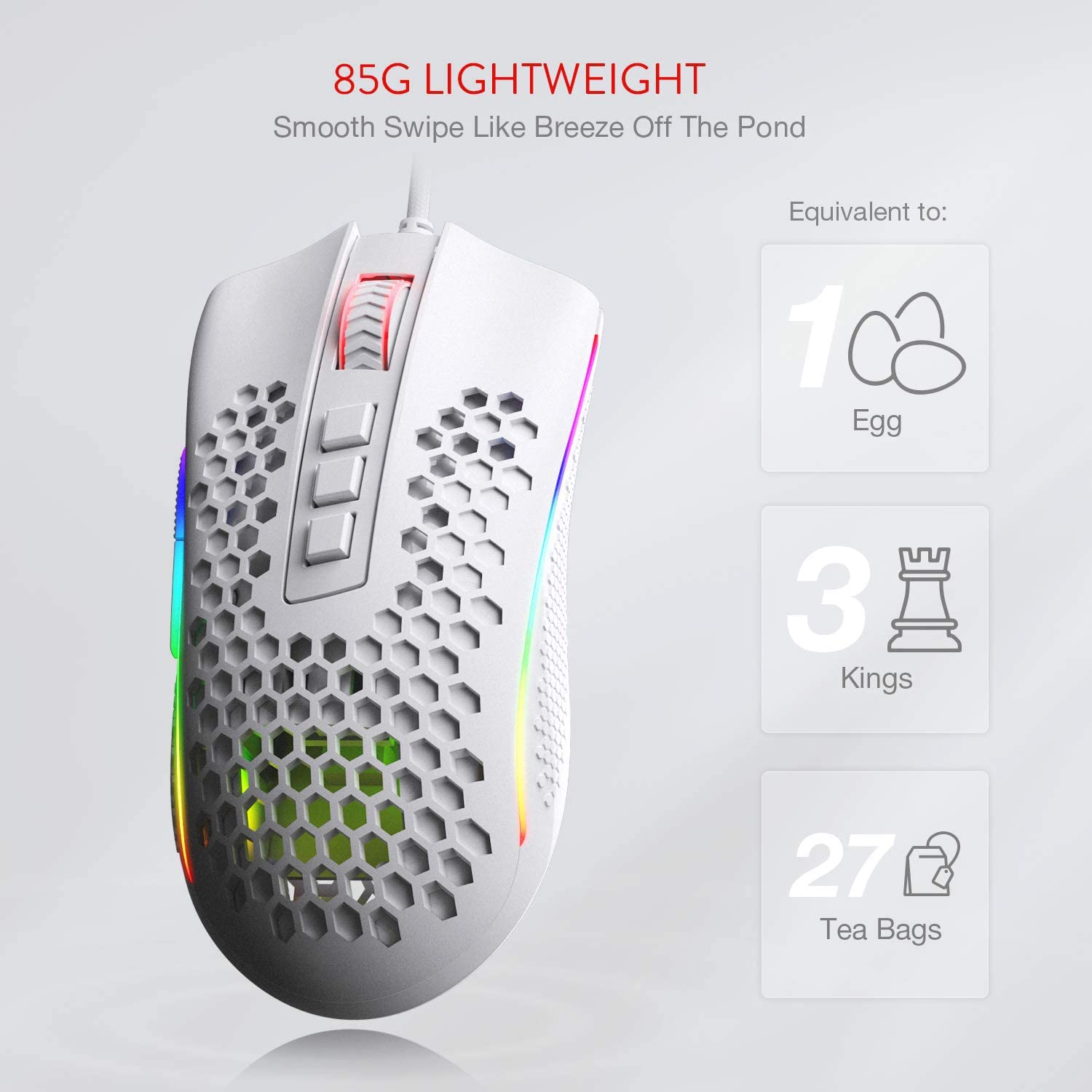 REDRAGON STORM HONEYCOMB WIRED GAMING MOUSE M808-RGB thumbnail 4