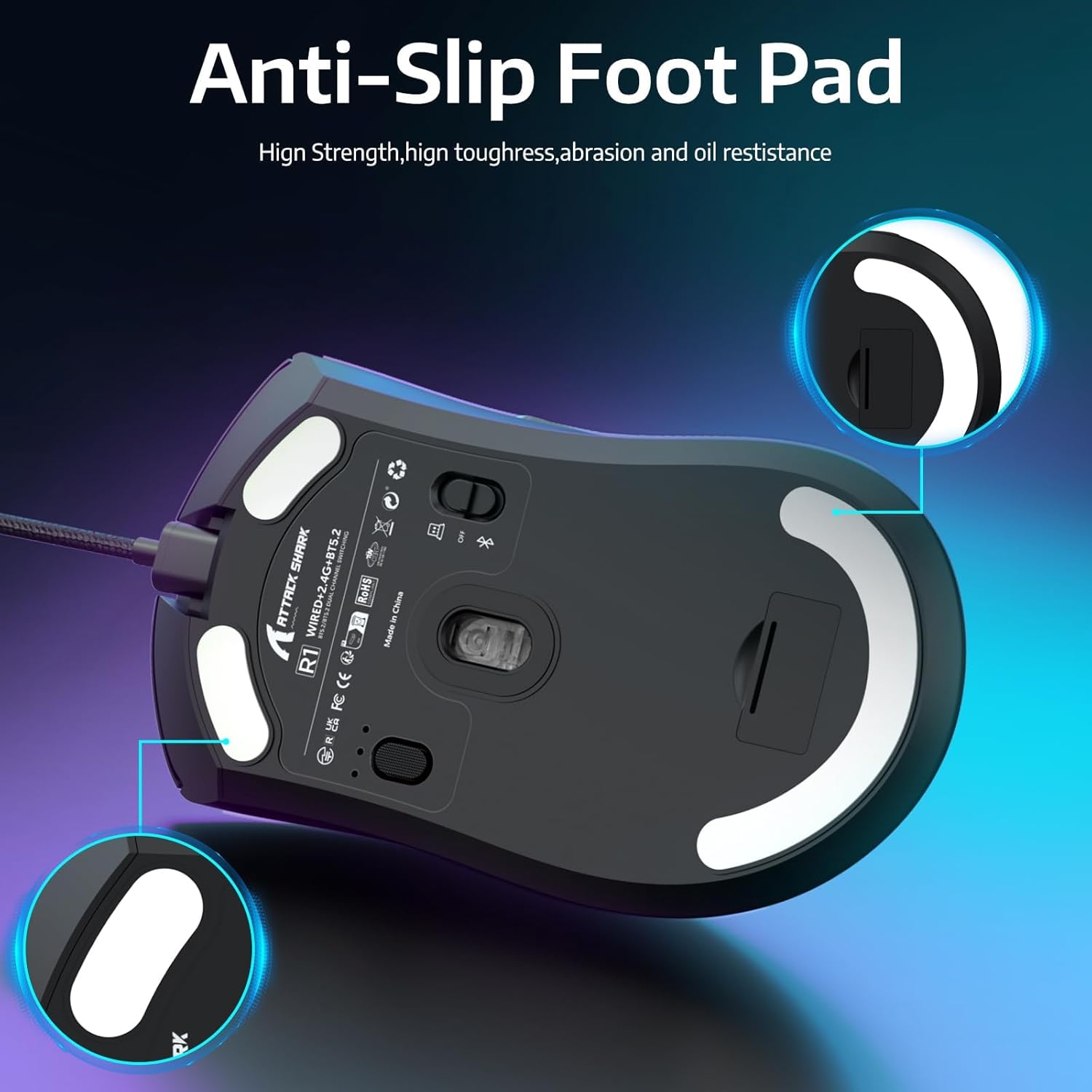 ATTACK SHARK R1 SUPERLIGHT WIRELESS GAMING MOUSE BLACK thumbnail 8