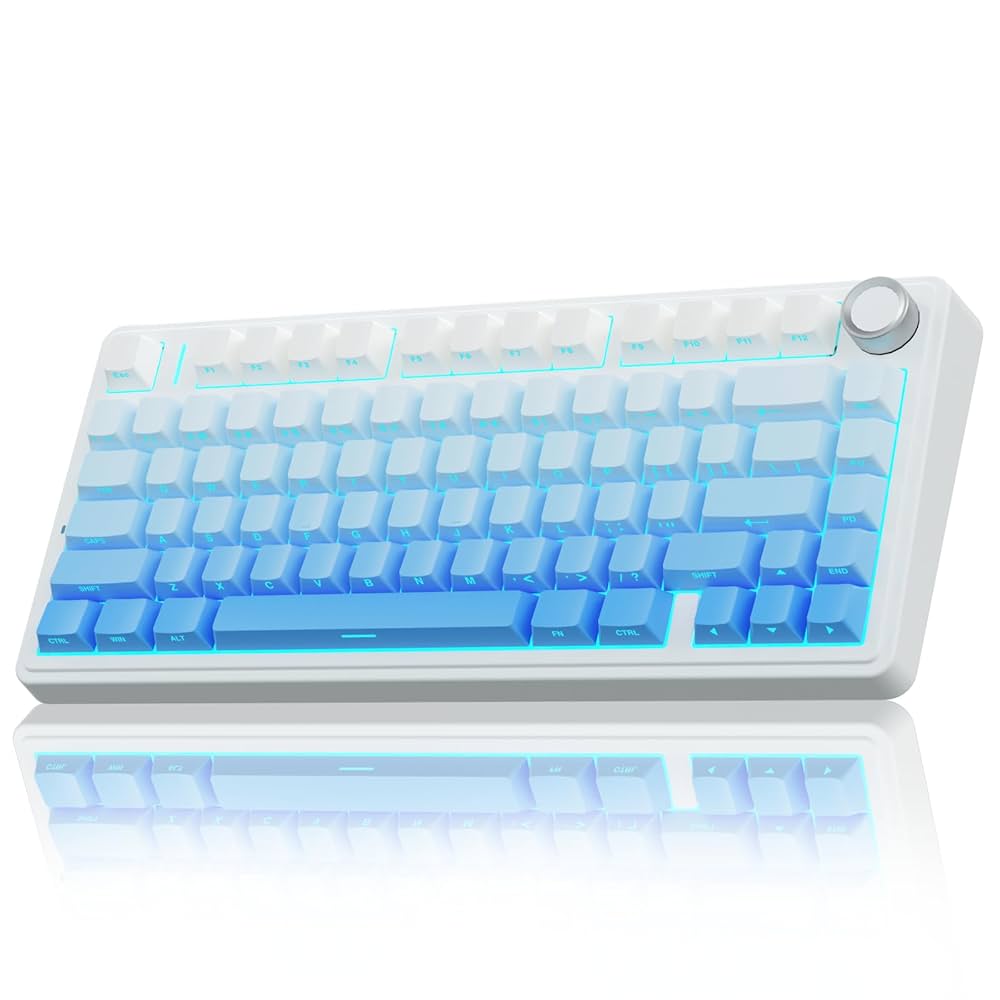 AULA 75 KEYS RGB 75% MECHANICAL GAMING KEYBOARD WHITE GRADIENT BLUE PAPER SWITCH