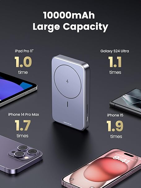 UGREEN MAGNETIC WIRELESS POWER BANK 10000MAH SPACE GRAY PB206 thumbnail 8