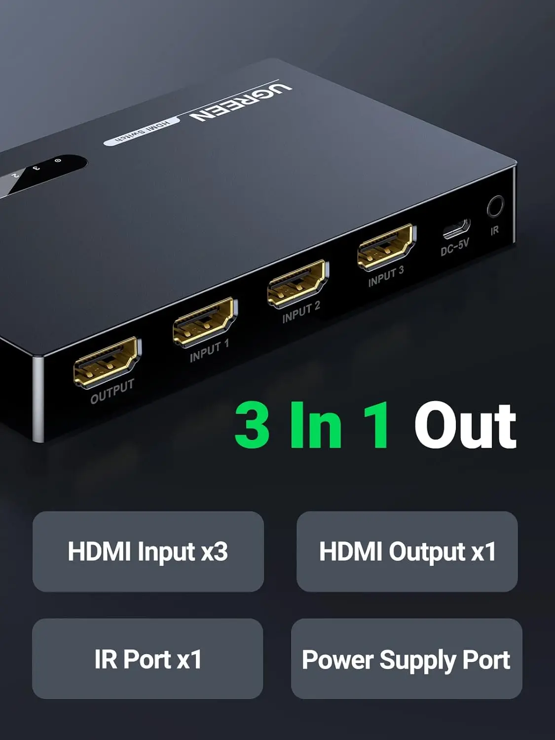 UGREEN HDMI 3X1 SWITCH 40234 thumbnail 4