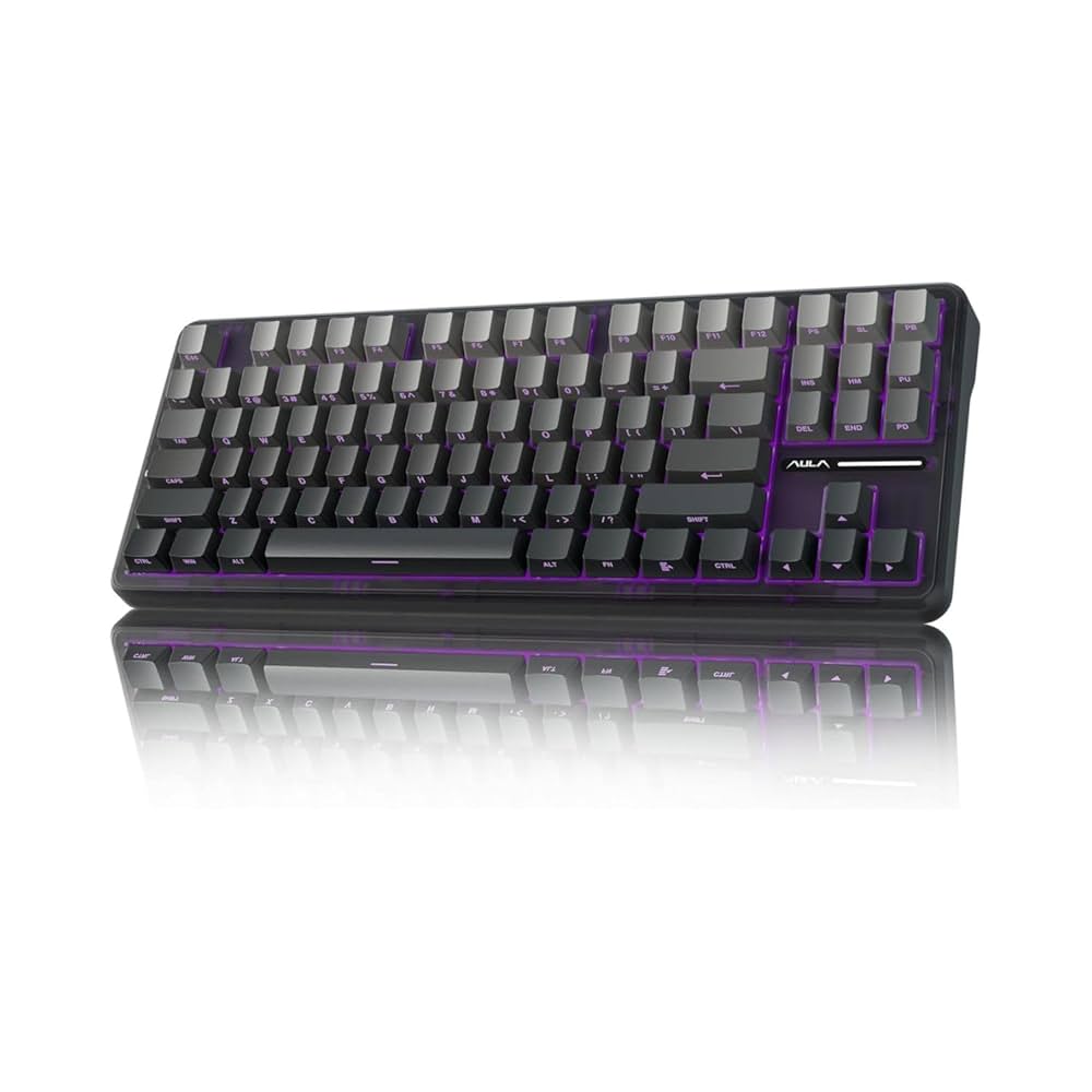 AULA 87 KEYS RGB 80% MECHANICAL GAMING KEYBOARD TRI-MODE SPACE CRYSTAL SWITCH GRADIENT GRAY F87 PRO