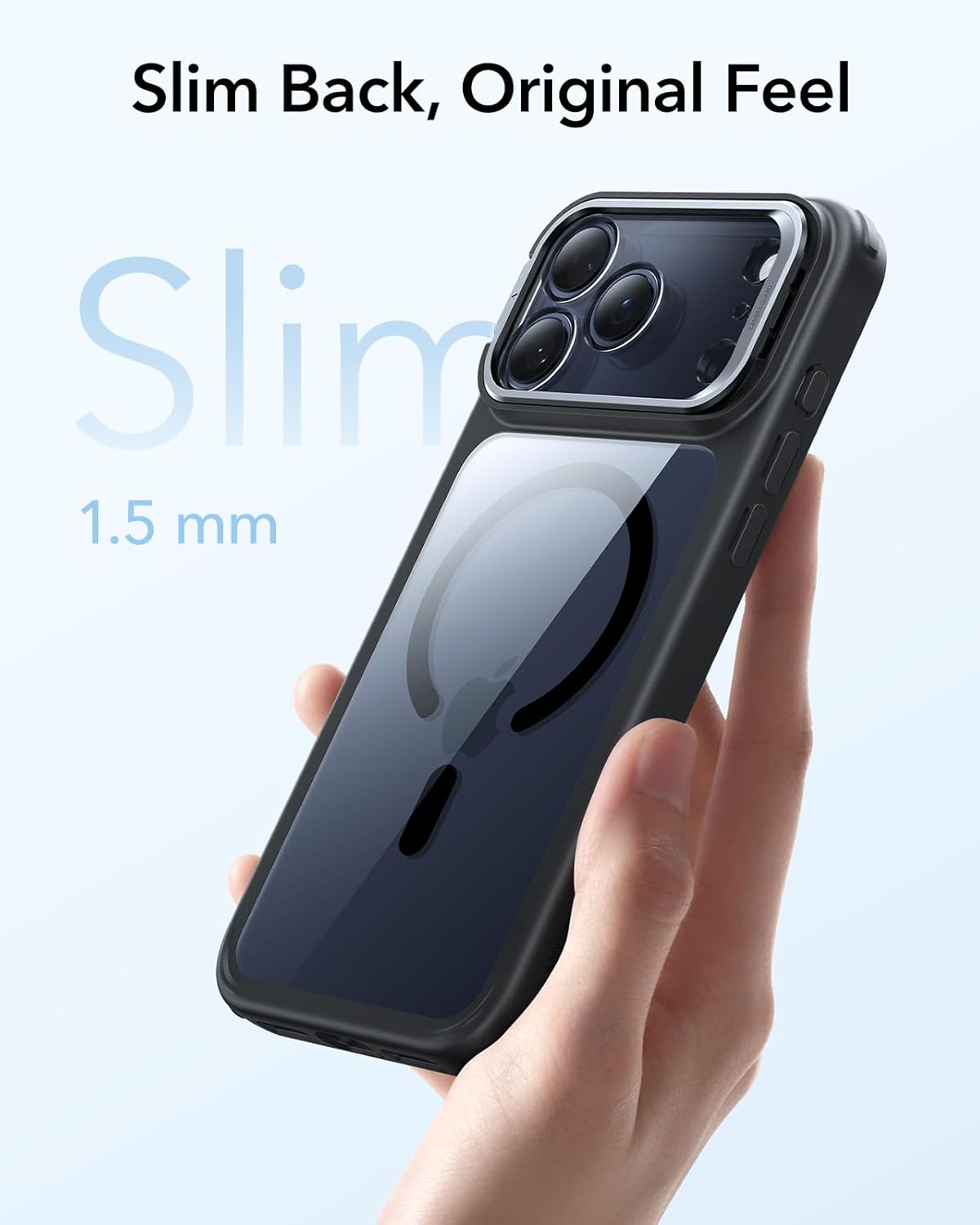 ESR CLASSIC HYBRID MAGNETIC CASE CAM CONTROL STASH STAND COMPATIBLE WITH IPHONE 17 PRO CLEAR BLACK thumbnail 9