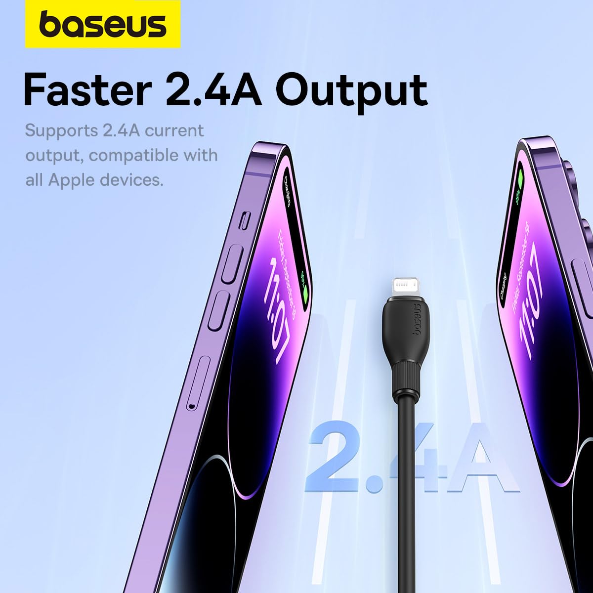 BASEUS PUDDING SERIES USB TO LIGHTNING 2.4A 2M CABLE BLACK thumbnail 6