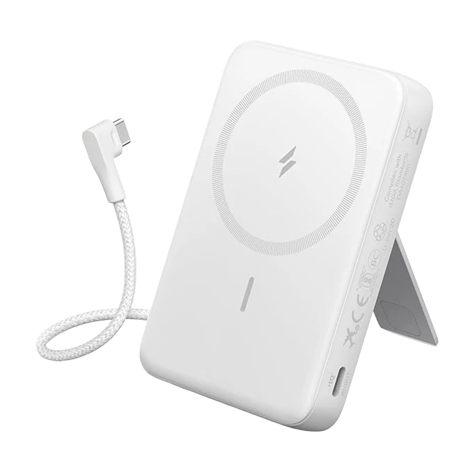ANKER ZOLO 10K MAGNETIC BUILT IN USB C CABLE POWERBANK WHITE A1685H21