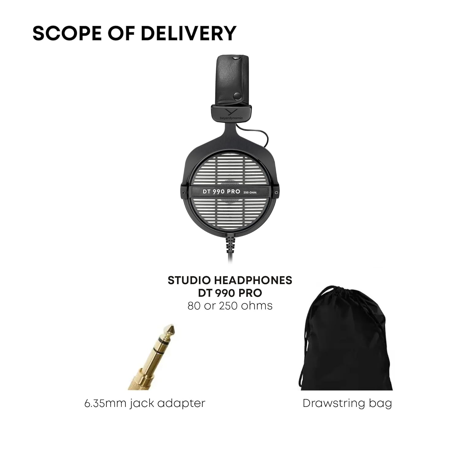 BEYERDYNAMIC DT 990 PRO 80 OHM STUDIO HEADPHONES GREY 718175 thumbnail 4