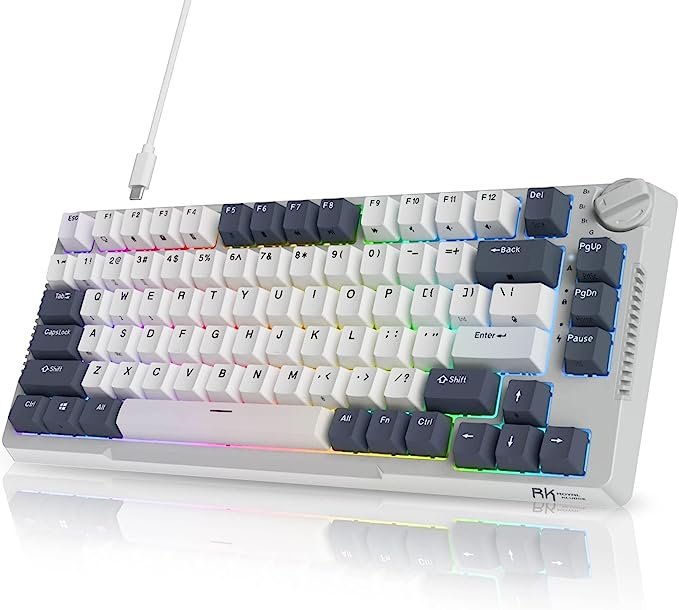 ROYAL KLUDGE MECHANICAL KEYBOARD RGB TRI MODE HOT SWAP SKY CYAN SWITCH WHITE RKH81