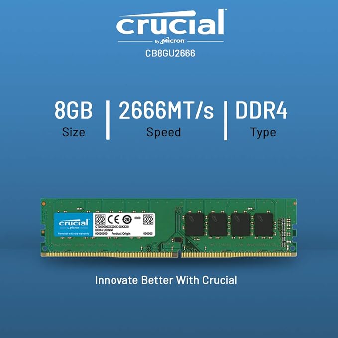 CRUCIAL DESKTOP RAM DDR4-2666 8GB 2666 UDIMM CB8GU2666 thumbnail 2