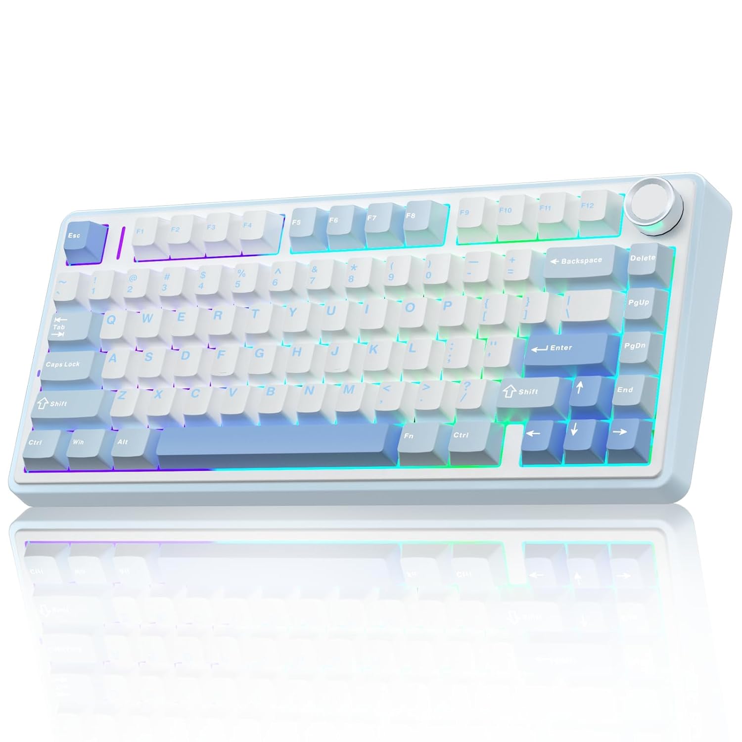 AULA 75 KEYS RGB 75% MECHANICAL GAMING KEYBOARD TRI MODE KNOB SEIYA SWITCH WHITE CONTOUR F75 thumbnail 2