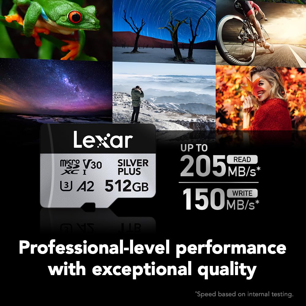 LEXAR PROFESSIONAL SILVER PLUS MICROSDXC UHS-I CARDS 205MB/S-512GB LMSSIPL512G-BNANG thumbnail 3