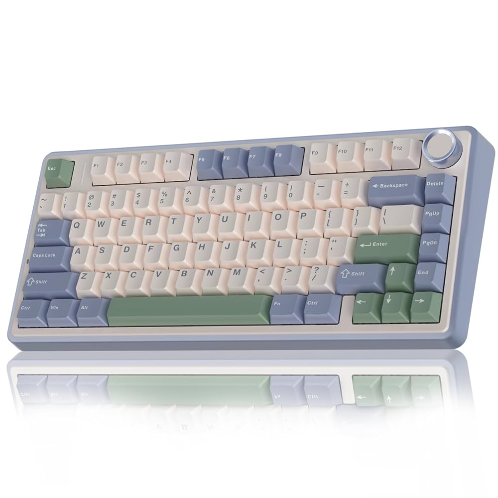 AULA 75 KEYS RGB 75% MECHANICAL GAMING KEYBOARD TRI-MODE KNOB ICE VEIN SWITCH LTPRP-BG-LTGRN F75