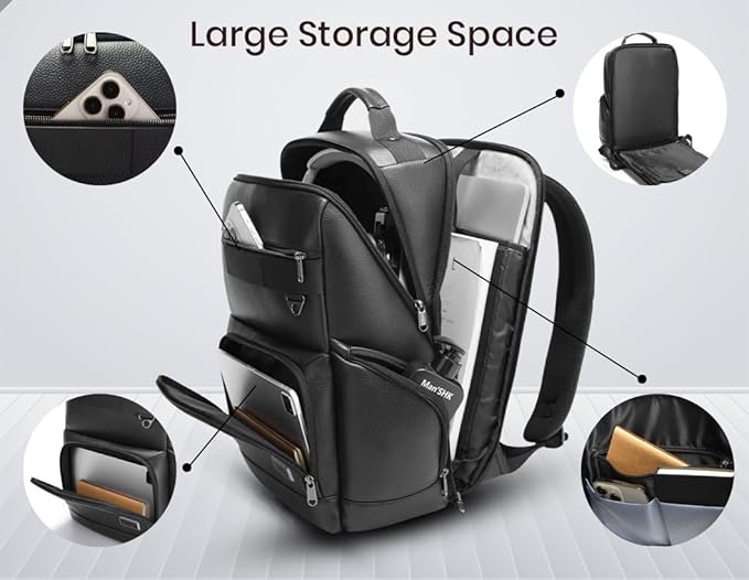 BANGE GENUINE LEATHER BACKPACK BLACK BG-6627 thumbnail 6