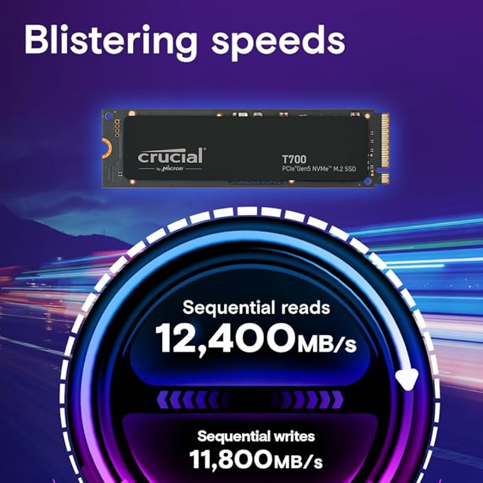 CRUCIAL T700 PRO 1TB PCIE GEN5 NVME M.2 INTERNAL SSD CT1000T700SSD3 thumbnail 2