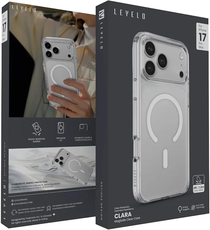 LEVELO CLARA MAGSAFE TPU+PC CASE IPHONE 17 PRO MAX TRANSPARENT LVLCLRMC17PMTR thumbnail 5
