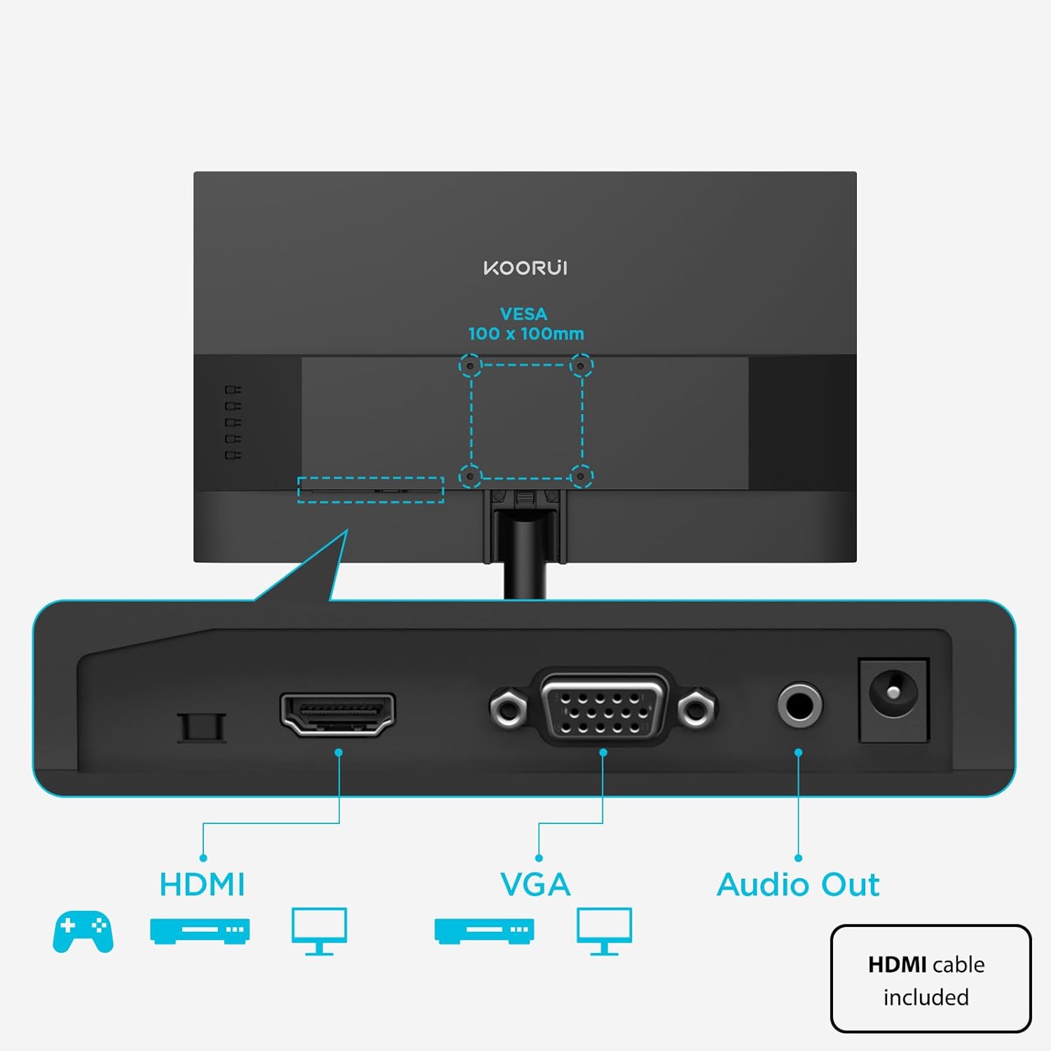 KOORUI 23.8-INCH FHD 1920X1080 SRGB 100HZ 6MS VA PANEL BUSINESS MONITOR E2412F thumbnail 9