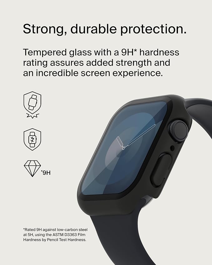 BELKIN APPLE WATCH SERIES 7/SE/6/5/4 41MM/40MM SCREEN PROTECTOR BLACK OVG003ZZBK thumbnail 3