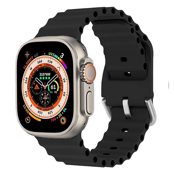 AHASTYLE APPLE WATCH OCEAN DOUBLE BUCKLE BAND 42/44/45/49 MIDNIGHT BLACK WG102-42444549-MB