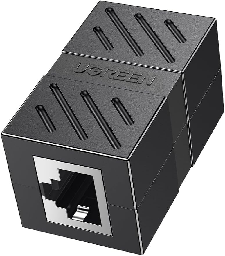 UGREEN RJ 45 NETWORK KEYSTONE JACK IN-LINE COUPLER FEMALE TO FEMALE BLACK 30718