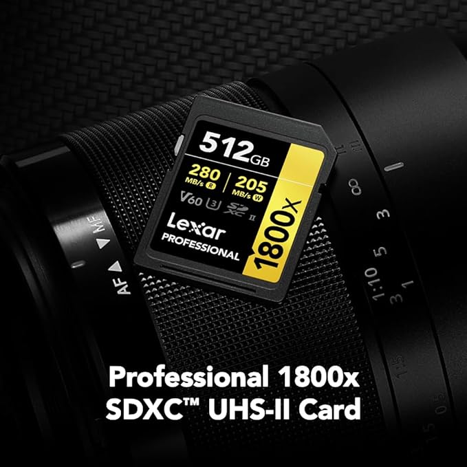 LEXAR PROFESSIONAL 1800X SDXC™ UHS-II CARDS UP TO 280MB/S READ 205MB/S WRITE U3 V60 4K - 512GB LSD1800512G-BNNNG thumbnail 4