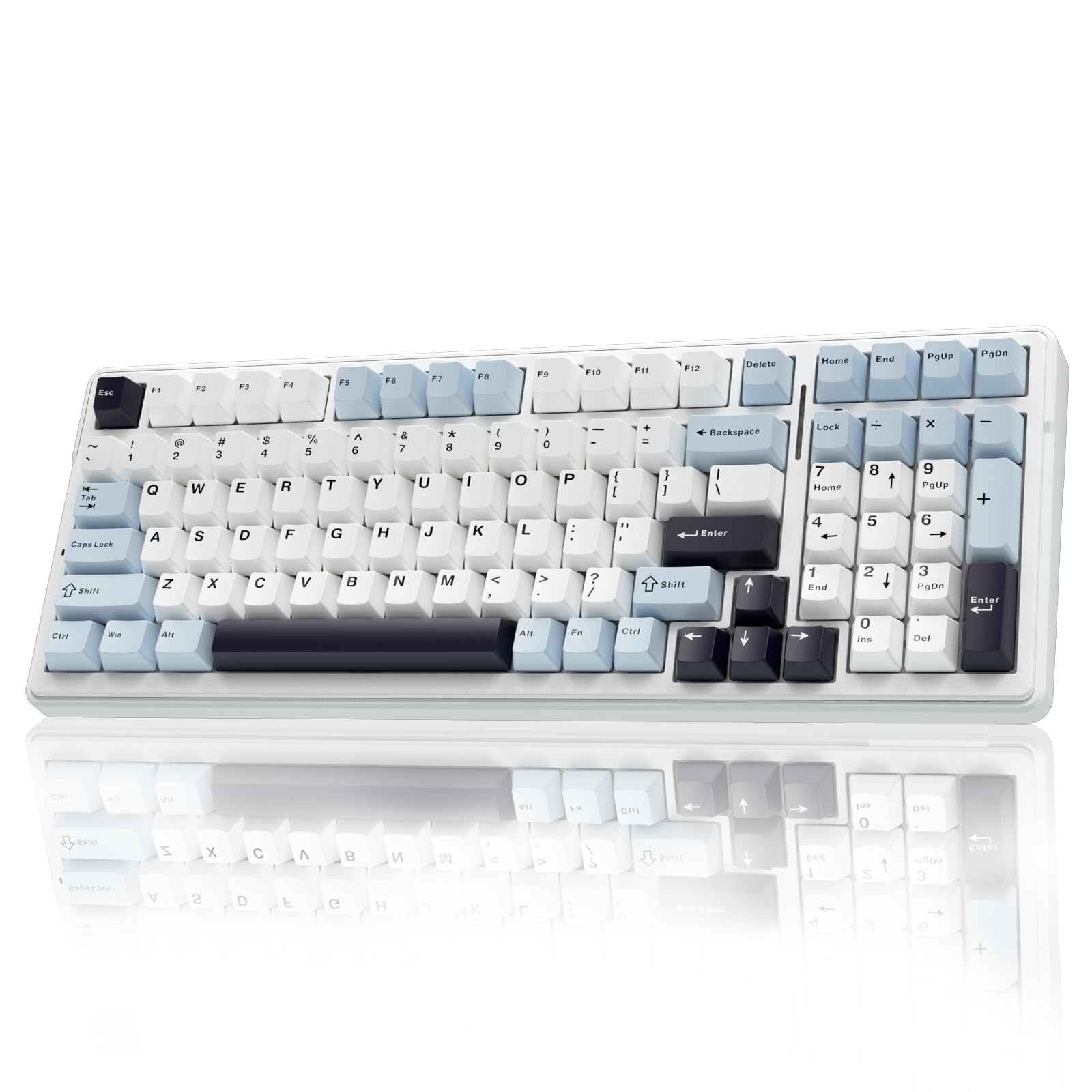 AULA 99 KEYS RGB 98% MECHANICAL GAMING KEYBOARD TRI-MODE WHALE SEA SWITCH LBL-WHT-DPRP F99